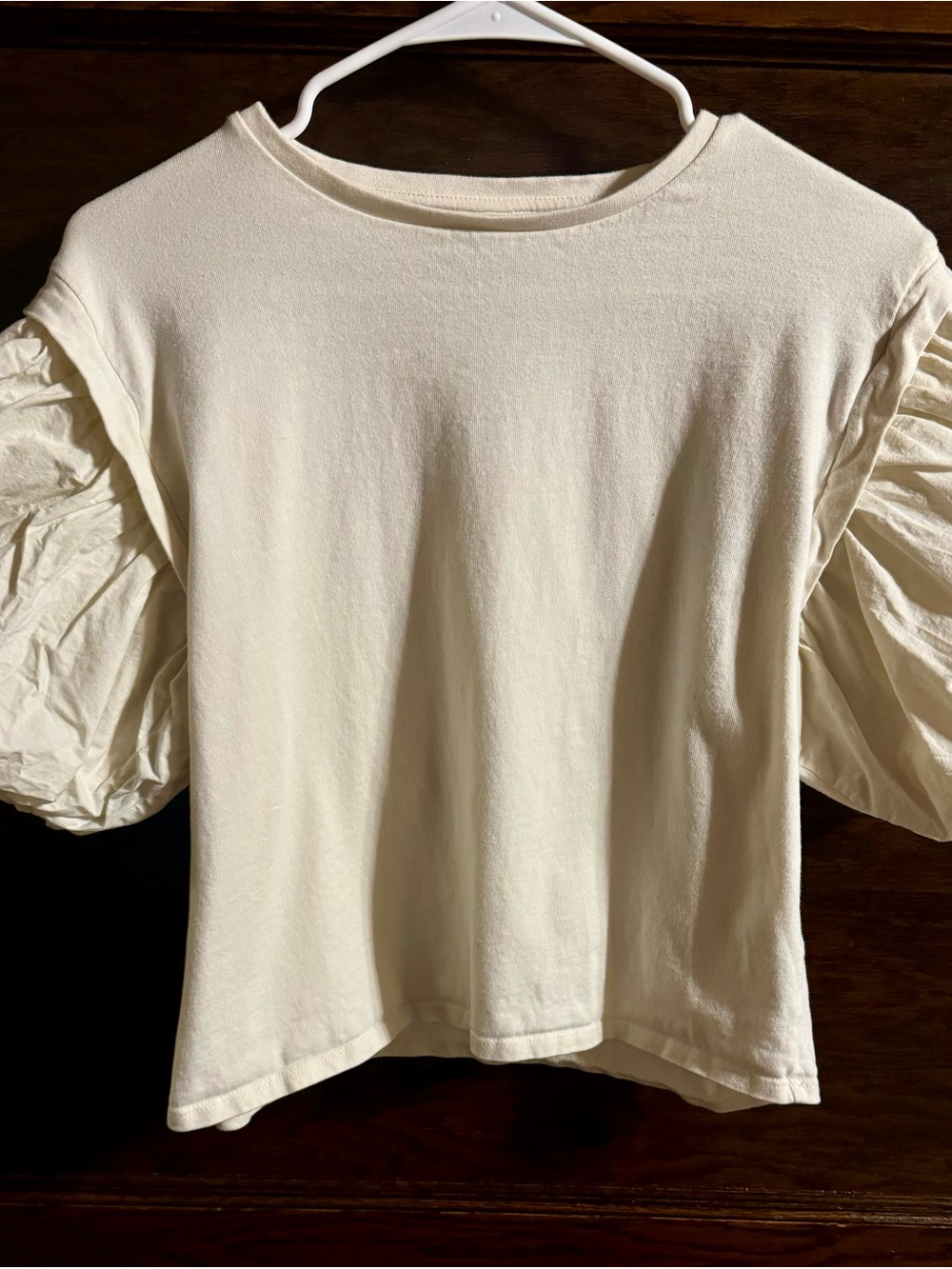 Zara Women's Cream Puff-Sleeve Top - Cream